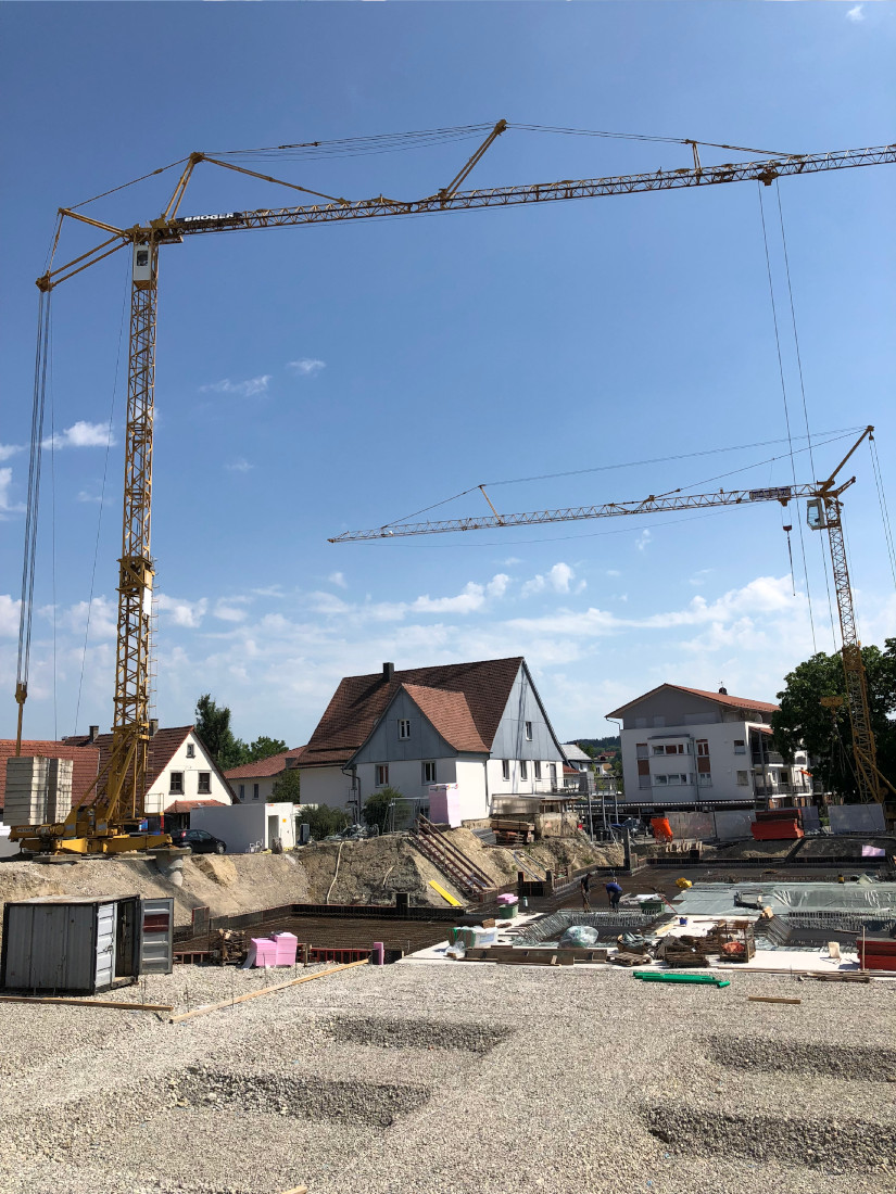 Arbeiten in der Baugrube Neue Mitte Wittenhofen